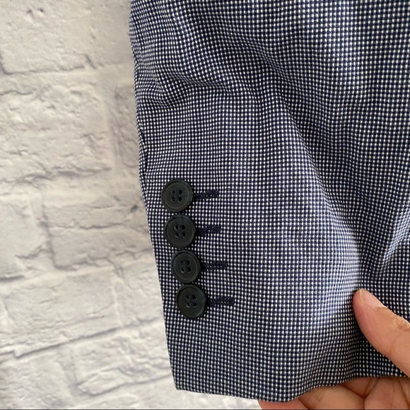 NWT H&M Men's Blue Slim Fit Elbow Patch Blazer Jacket Size 44 - Picture 3 of 5